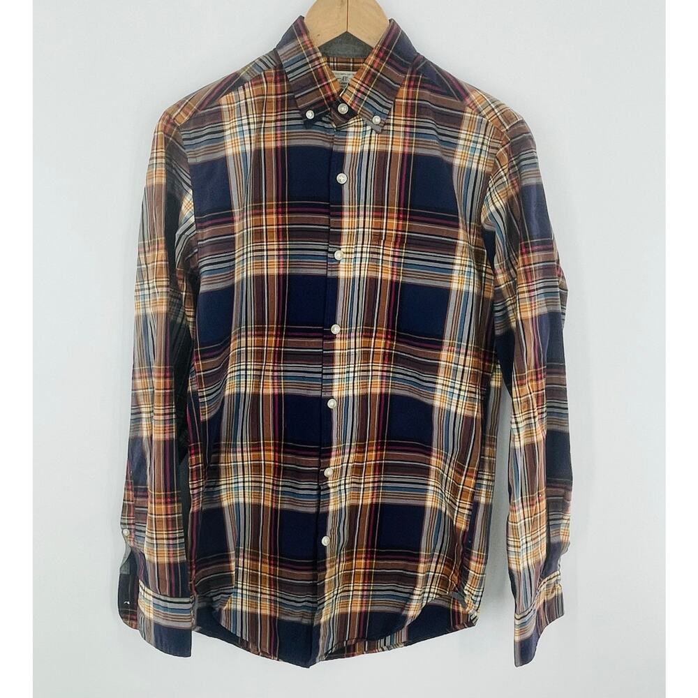 J.CREW Plaid Brown and Blue Button Down Long Sleeve Shirt XS